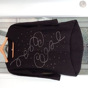 Elegant Sparkly Princess Cruises Size L Black 3/4 Sleeve  95% Cotton Quality Top